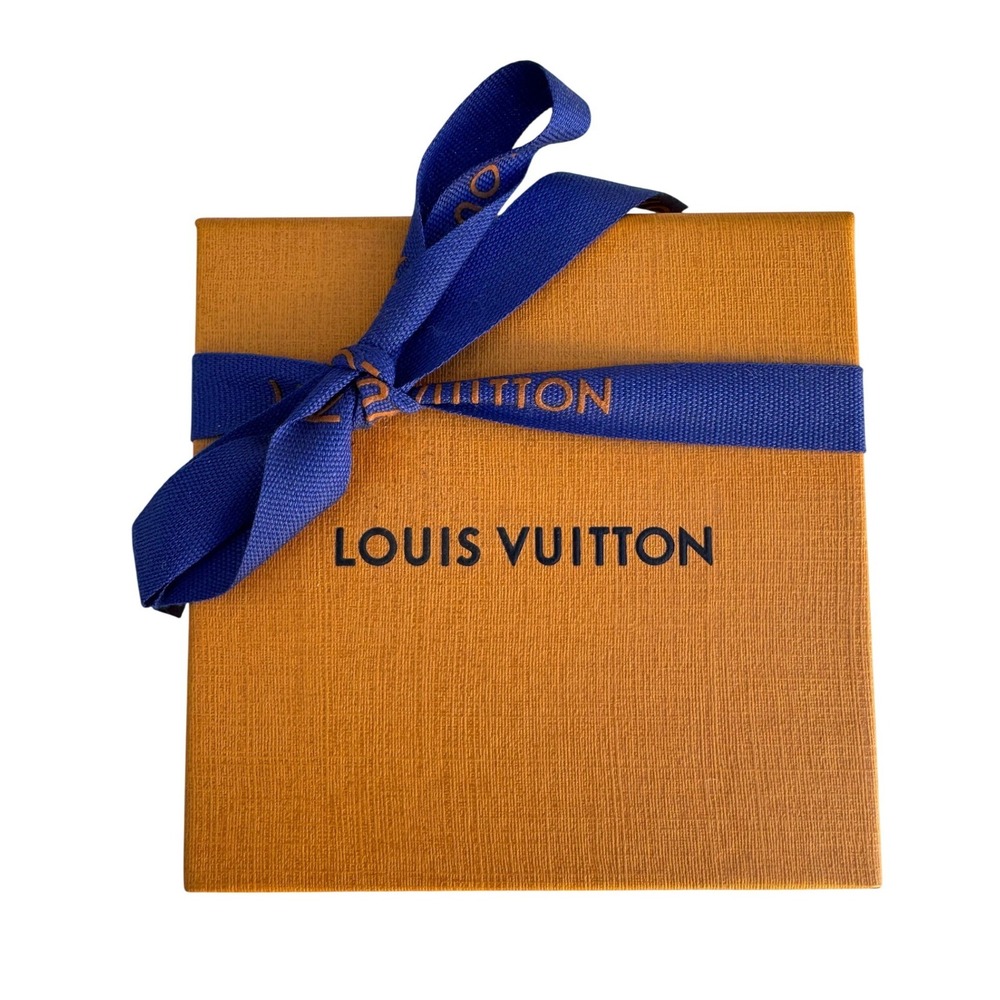 Louis Vuitton Saffron Orange Drawer Gift Box Blue Ribbon Pull Tab‎ 3.5"x3.5"x2"